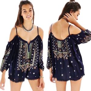 ECOTÈ | Pom Pom Trim Cold Shoulder Blouse